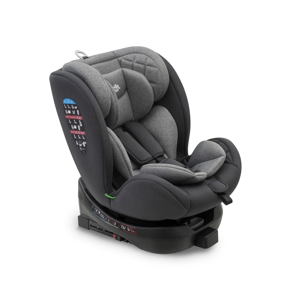 Various Silla de coche i - Size GR. 0+/1/2/3-40-150 cm–Edad: desde el nacimiento hasta los 12 años–0–36kg - Giratoria – ISOFIX (Gris)