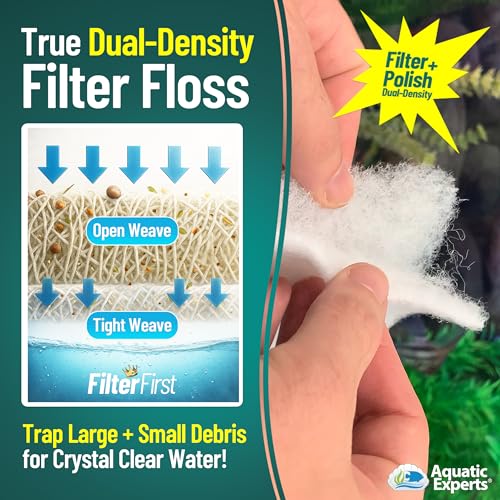 Aquatic Experts Aquarium Filter Floss for Fish Tank Filters - FilterFirst Aquarium Filter Pad - Media Roll for Crystal Clear Water, 3/4" - 1" Thick (12 Inch Wide, 72 Inch Long)