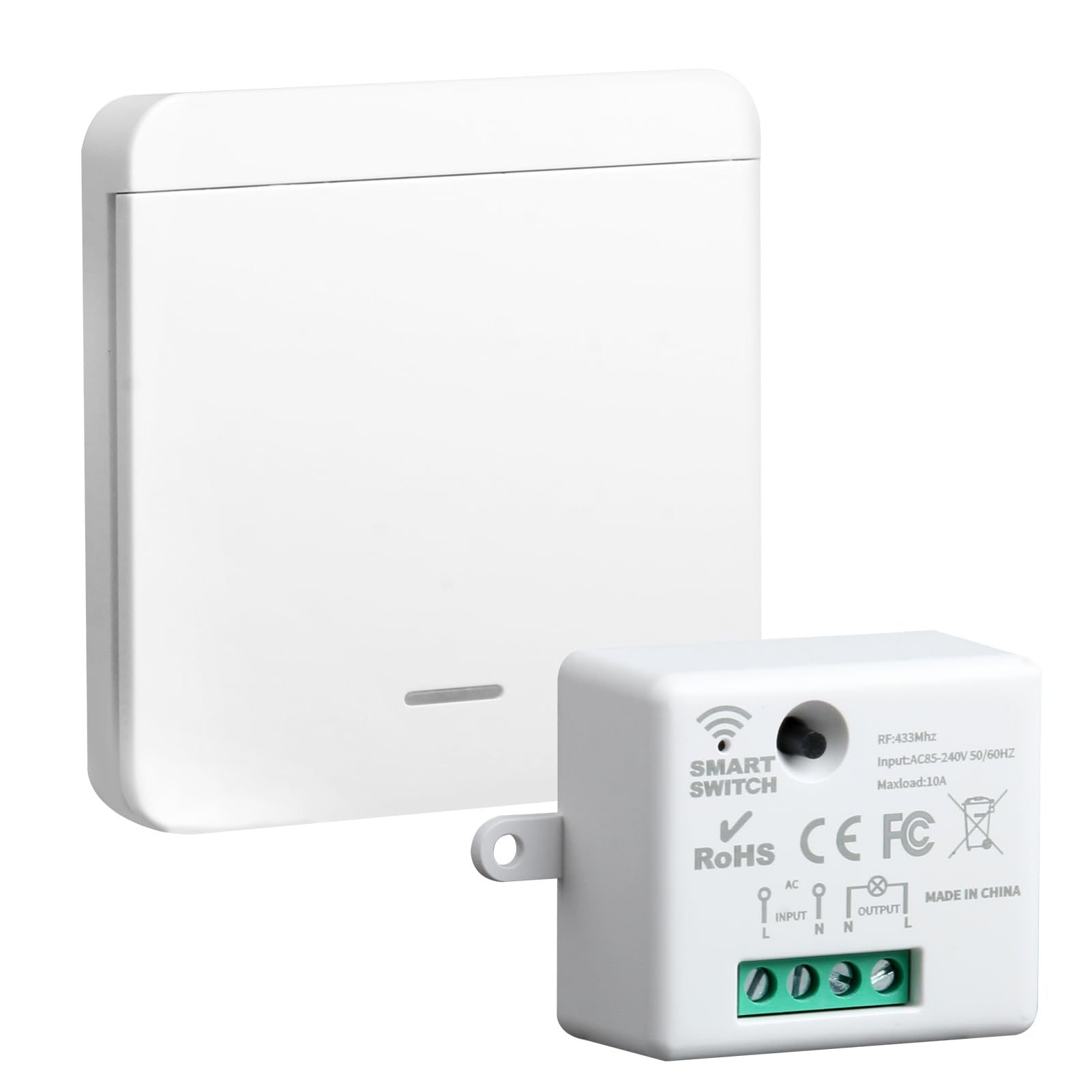 Interruptor de Luz Inalámbrico Con Receptor 433MHZ 220V, Kit de Interruptores de Luces Inalámbricas Para Lámparas, Sin Cableado, Fácil Instalación