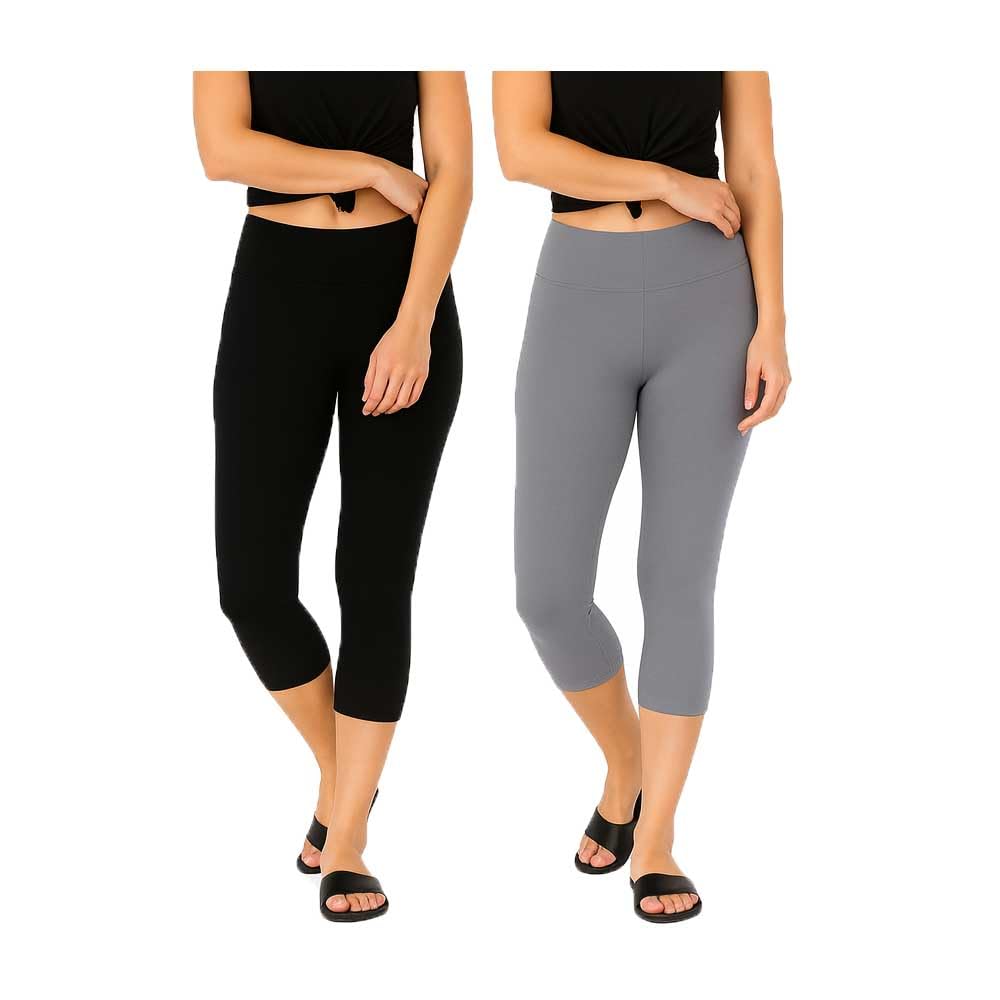 Women’s Regular Fit Bottom Wear Plain Capri For Girls (Pack of 2) Black, Grey-picture-38