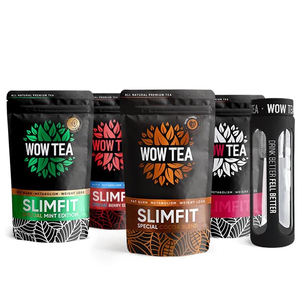 WOW TEA Berry SlimFit Tee: programa de 21 días completamente natural para un yo más saludable y delgado (pack de 4, arándano)