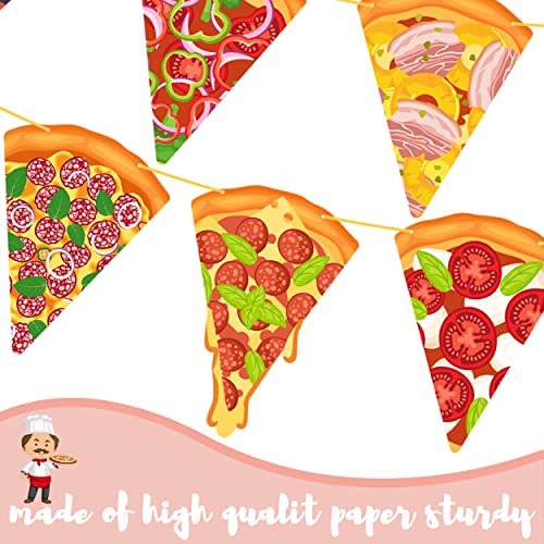iPartyFun Pizza Party Banners Pizza Birthday Party Decorations 2Pcs Pizza Garland Cutout Banners for Pizza Time Theme Baby Shower Supplies