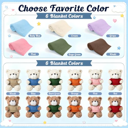 Image of Personalized Baby Blanket with Optional Teddy Bear, Custom Knit Blanket Embroidered with Name, 30x40in Custom Baby Gifts for Boys and Girls, Newborn for Boy /Girl