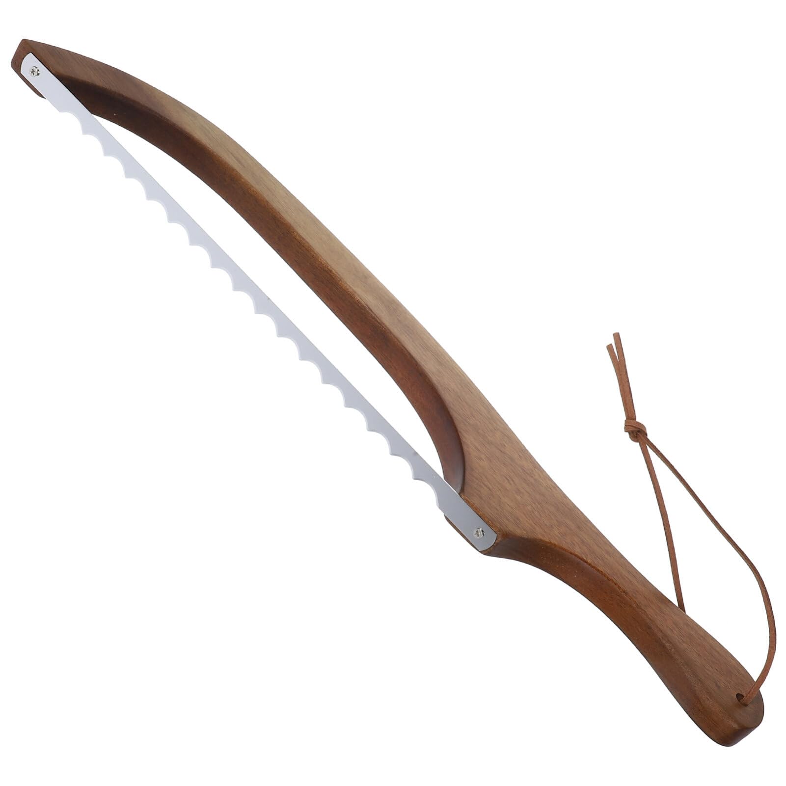 Alipis Bread Slicer for Homemade Bread Wooden Sourdough Bread Knives with Bow Design Stainless Steel Serrated Saw Bread Cutter for Bagels Toast
