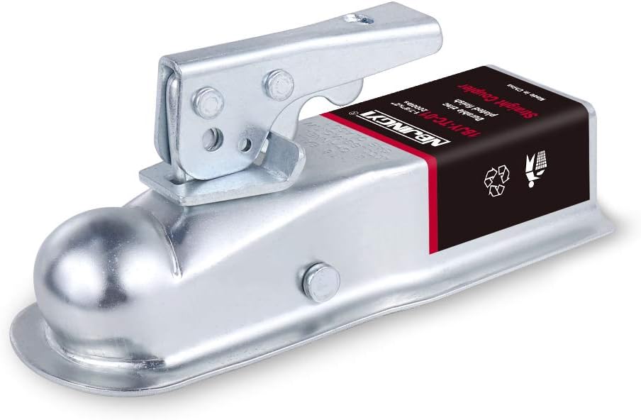 NBJINGYI Straight Trailer Coupler 1-7/8" Ball 2" Channel Tongue 2000 LBS Gross Weight Capacity, Zinc Plated Steel for Boat, Utility, and Cargo Trailers