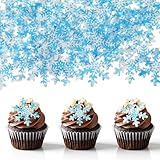 Nogeqi 50 piezas de decoración para cupcakes de congelado, copos de nieve de Navidad, decoración comestible de oblea de papel para decoración de Navidad e invierno