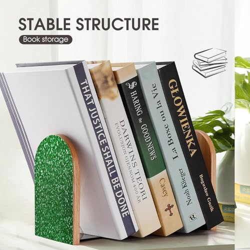 Sujetalibros de madera resistente con detalles brillantes únicos 8