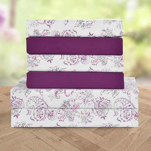 Elegant Comfort Luxury Soft Bed Sheets Paisley Pattern - 1500 Premium Hotel Quality Microfiber Softness Wrinkle and Fade Resistant (4-Piece) Bedding Set, Twin/Twin XL, Paisley Purple