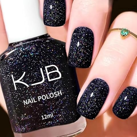 Glitter Black Nail Polish for DIY Manicure Cover
