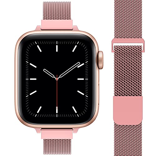 MRAIN-H コンパチブル Apple Watch バンド Ultra 41mm 40mm 38mm 49mm 45mm 44mm 42mm ステンレス製 女性対応 交換用バンド 軽量 強力な磁気クラスプ付き スリムメッシュデザイン コンパチブル iWatch バンド シリーズ8/7/6/SE/5/4/3/2/1