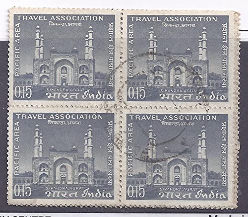 24 Jan. 66 Pacific Area Travel Association, 15th Conference, New Delhi. Organisation, Event, Travel, Tourism, Sikandara Agra, Monument, Tomb, Architecture, Archaeology, 15 P. (Used Block of 4)