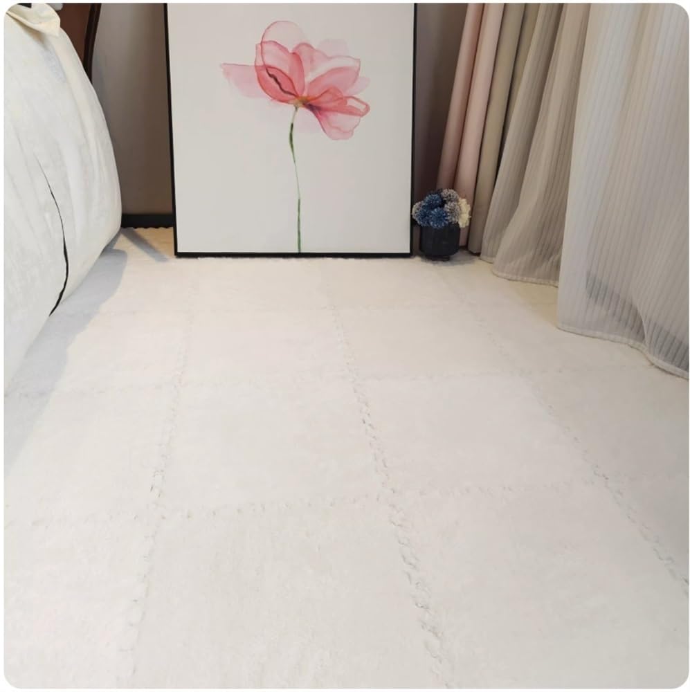 Mata podłogowa z puzzli piankowych, Zestaw 28 puzzli dywanowych do zabawy wielokolorowych 30x30x1cm(White)