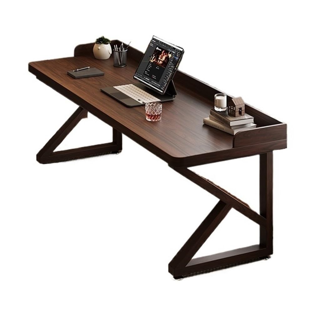 Table Bureau d'écriture de Bureau à Domicile Couleur Noyer avec Pieds en Forme K(L)