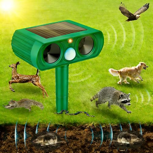 Solar Katzenschreck, Ultraschall Tiervertreiber Katzenabwehr, Wasserdicht Marderschreck mit PIR-Bewegungssensor Katzenschreck für Garten, Wirksam Gegen Katzen, Hunde, Marder, und Vögel Schädlineg