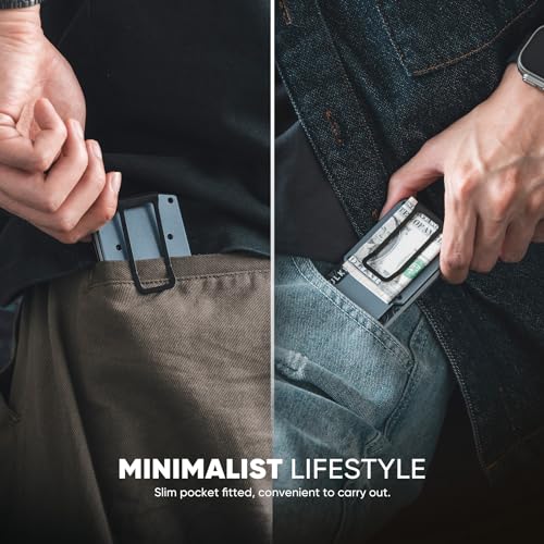 VULKIT Men's Minimalist Wallet RFID Blocking Metal Wallet with Money Clip Holds Up to 15 Cards4