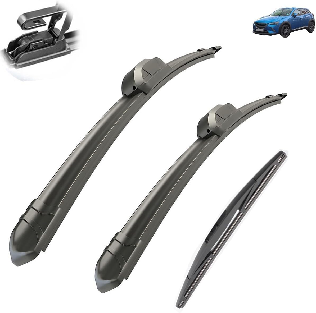 DZTYNKO Car Windscreen Wiper Blades Set for Mazda CX-3 CX3 2015-2020 22in+18in+10in, Front Window Wipers for Clear Visibility, Replacement Wiper Blades