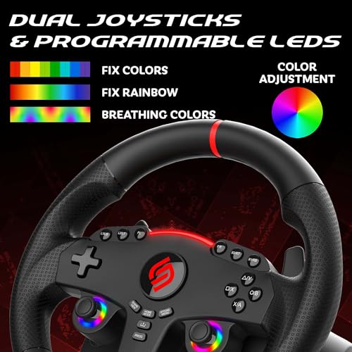 Image of SUBSONIC Superdrive 270 GT Racing Wheel Xbox Series Switch 2 /Switch PS4 PC | Steering Wheel, Dual Joysticks, Pedals, Gear Shifter for GTA 6 & Farming Simulator - Vibration, Diameter 27 cm, Rotation 270
