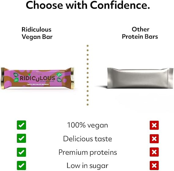 Ridiculous Vegan Protein Bar - Award Winning, Triple Chocolate Brownie, 9 Bars, 100% Plant Based & Palm Oil Free, High Protein - Protein Works