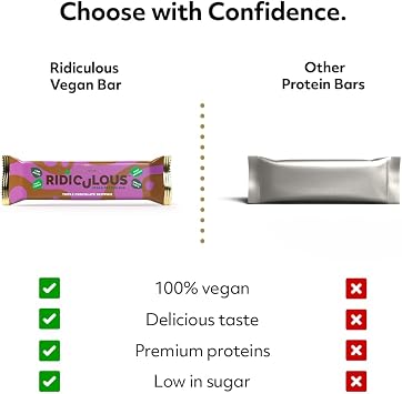 Ridiculous Vegan Protein Bar - Award Winning, Triple Chocolate Brownie, 9 Bars, 100% Plant Based & Palm Oil Free, High Protein - Protein Works