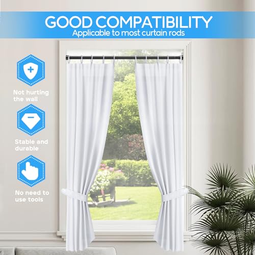 Image of Tension Rod 113 to 197 Cm Extendable Curtain Poles, Telescopic Curtain Pole Black Door Curtain Pole no Drilling Spring Loaded Curtain Rod for Bathroom, Window, 1pcs