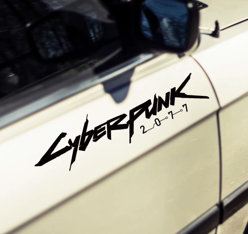Image of Cyberpunk Vinyl Sticker Cyberpunk car Decal Cyberpunk car Sticker Water Proof Cyberpunk Sticker Reflective for car for Laptop (Black)