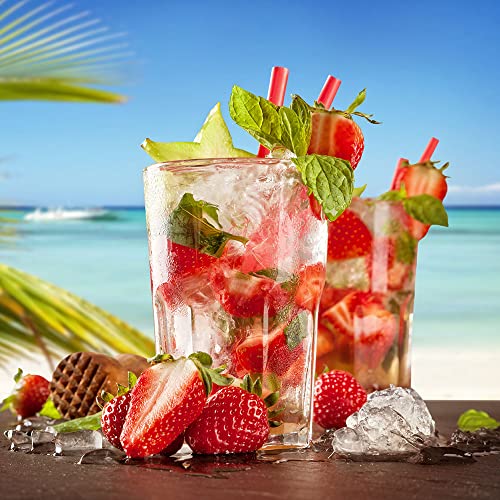 Image of ALINK 100 Pcs Plastic Smoothie Straws, 8mm Wide Colorful Disposable Straws | BPA Free, Food Grade, 5 Bright Colors 8.5-Inch Drinking Straws for Milkshakes, Slushes, Iced Drinks, Parties and Cafes