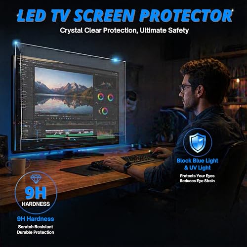 Image of 43 Inch TV Screen Protector | 3mm Thickness | Transparent Acrylic Screen Guard | 9H Hardness | Anti-Scratch, Waterproof, Glossy Finish | Compatible with LED & LCD TVs