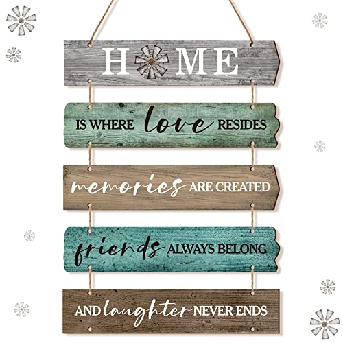 Tatuo 5 Pcs Wood Wall Hanging Home Sign Home Love