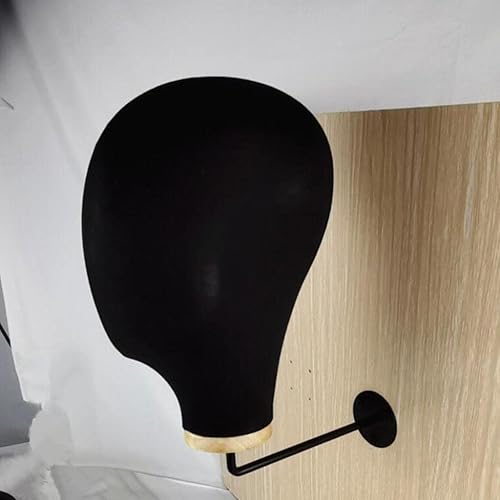 Miniatura 4 de Fenteer Soporte para peluca con cabeza de maniquí para sombrero de vaquero montado en la pared, color negro