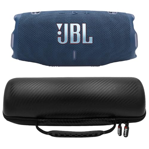 JBL Charge 6 - Paquete de altavoces portátiles impermeables con funda de fibra de carbono gSport (azul)