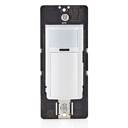Leviton DOS02-LW Decora Motion Sensor In-Wall Switch, Auto-On, 2A, Single Pole, White