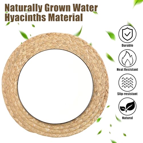 Image of Kochorie Set of 36 Round Woven Placemats 12-Inch Natural Water Hyacinth Plant Placemats Hand-Woven Boho Rattan Placemat Wicker Weave Table Mats for Home Table Farmhouse