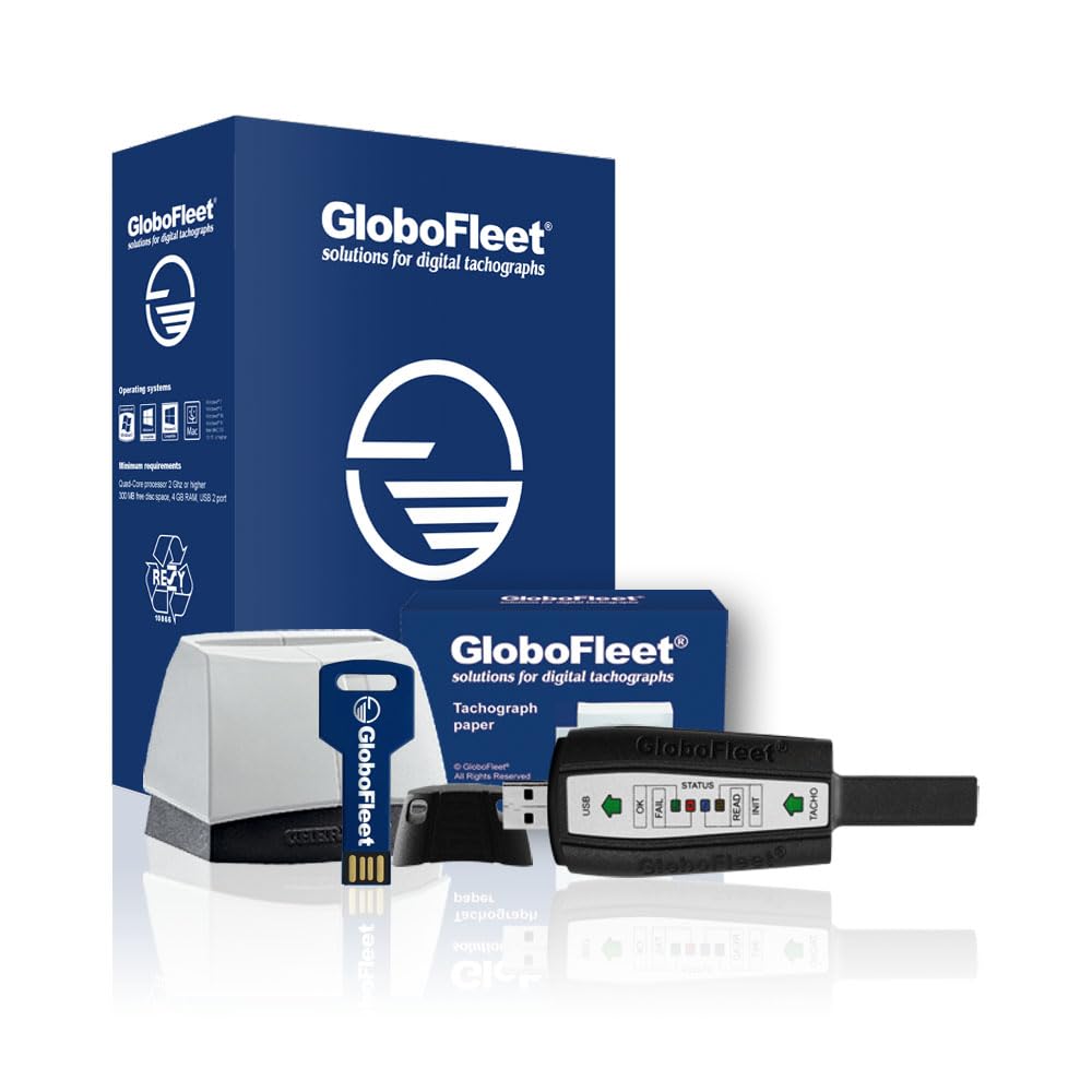 GloboFleet Starter Set Optimal DK II für kleinere und mittlere Unternehmen zum auslesen, auswerten und archivieren der Fahrerkarte, Chipkartenleser und 8GB Downloadkey II (USB Key) DTCO 4.1 ready