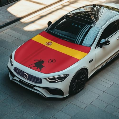 Image of Spain Car Hood Cover Polyester Elastic Fabrics Washable Suitable for Large SUV and Pickup Trucks 39x59in