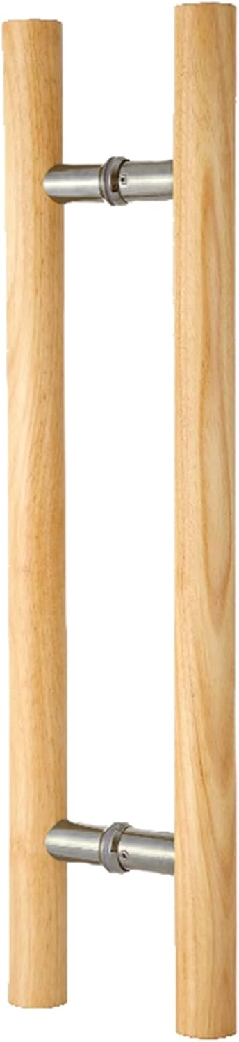 Wooden Round Door Handle Set - Paired Sliding Barn Handles, Push-Pull Grab Bar for Store, Bank, Hotel, Kitchen Doors - Complete with Mounting Accessories (Style 1 40cm/15 3/4")