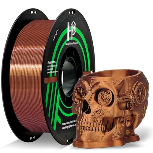 Image of HP3DF PLA Filament, Silk PLA, 3D Printer Filament, PLA Filament 1.75mm Dimensional Accuracy + /- 0.02mm, 1KG Spool (2.2 lbs), Fit Most FDM Printer (Silk Copper)