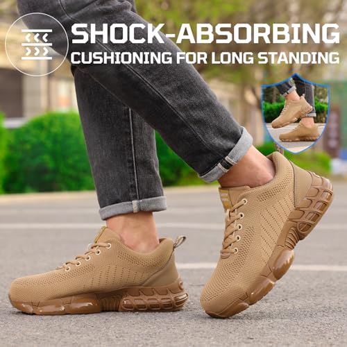 Image of Steel Toe Shoes for Men Lightweight Safety Work Shoes with Kevlar Puncture Resistant Midsole Comfortable Low Top Work Shoes for Warehouse Factory Light Construction