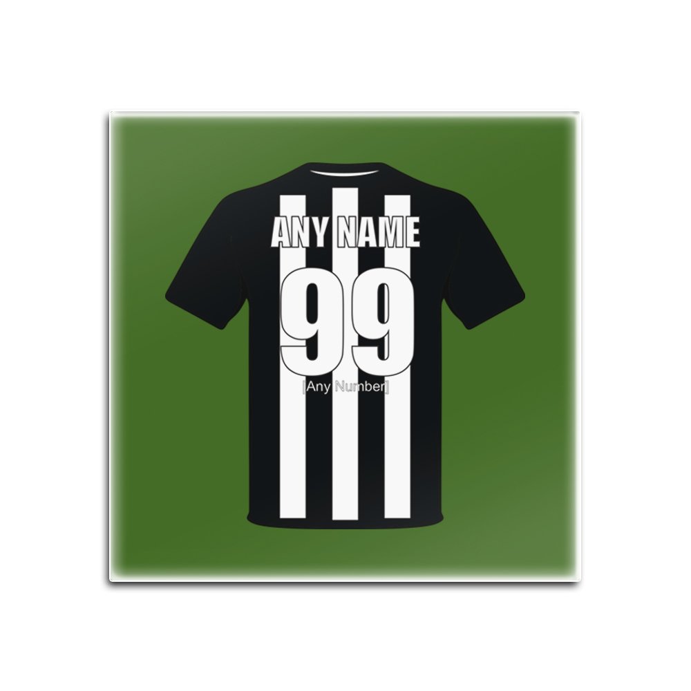 UNIGIFT Personalised Gift - Newcastle Glass Square Coasters (Football Club Design Theme, Colour Options) - Any Name/Message on Your Unique Mat Pad - The Magpies Toon Geordies