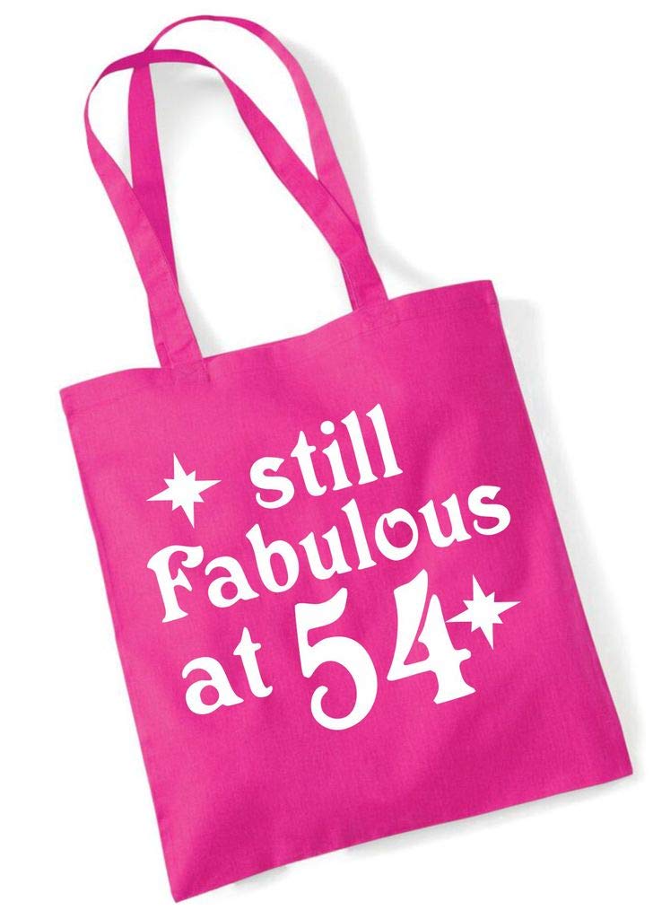 Tote Bags Women's Hot Pink Fun Birthday Gift Present Tote Shopping Cotton Party Bag Still Fabulous At 54