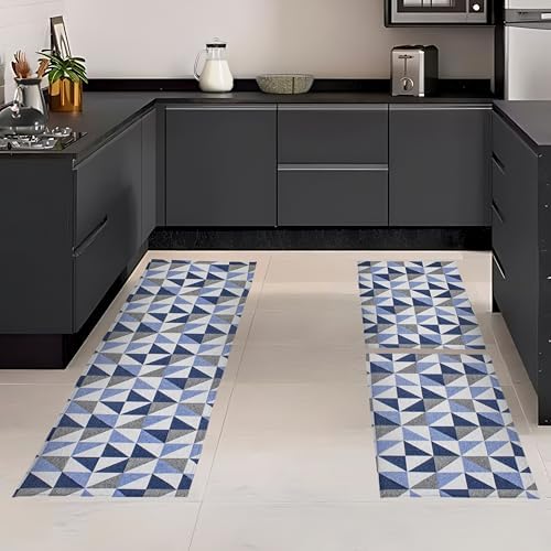 Kit Jogo de Tapetes e Passadeira Jacquard para Sala, Cozinha e Ba...