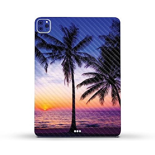 Image of MightySkins Carbon Fiber Skin Compatible with Apple iPad Pro 11 inch M2 4th Gen (2022) Full Wrap Kit - Palm Sunrise | Protective, Durable Textured Carbon Fiber Finish | Easy to Apply | Made in The USA
