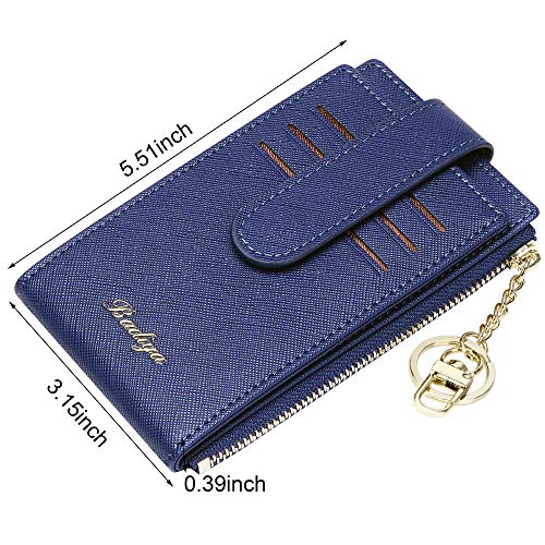 Image of Badiya Slim Women Wallet RFID Blocking Bifold Compact 9 Card Slots Holder Wallets Soft Leather with Zipper Coin Pocket 2 ID Window