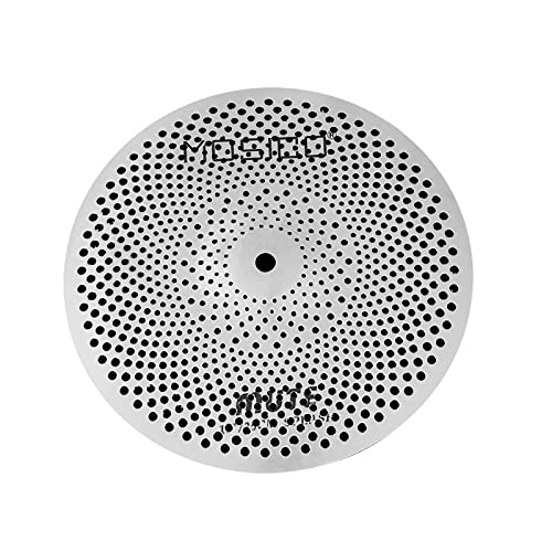 Mosico Low Volume Cymbal Pack 14”Hi-Hats 16”Crash 18”Crash 20"Ride Plus A Free 10”Splash Cymbal Mute Cymbal 6 Pieces Silent Drum Practice Cymbal (Silver) #TOP2