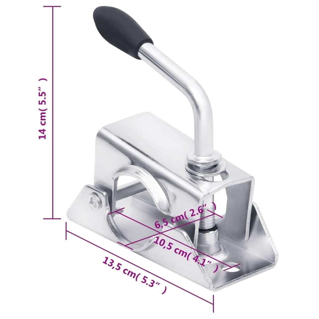 Stützrad 48 mm verzinkter Stahl mit 2 Stützrohren und 3 Klemmen für Anhänger, Wohnwagen, Kasten, Tieflader, Hochlader, Transport, Lasten, Umzug, Fahrrad, Motorrad, Camping, Garten, Baustelle