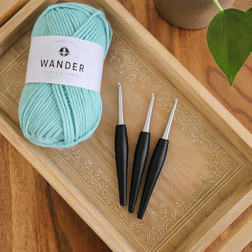 Image of Furls Crochet Hook, Odyssey Black, Nickel Plated Tip for Effortless Glide, Ergonomic Handle Crochet Hooks 7 inch (Odyssey Black, N - 9.00MM)