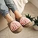 Handmade Women's 100% Wool Slippers with Pink Flower and Arch Support Insole