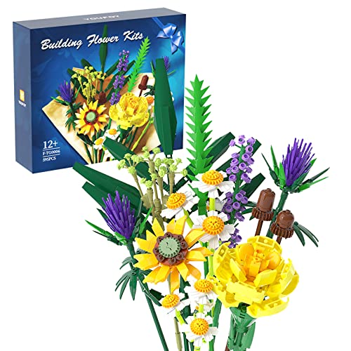 Product Image of the Flowers Bouquet Building Kit, Compatible with Lego Flowers Set, Unique Home Decor and Great Christmas Birthday Valentines Day Gifts (595 Pieces)
