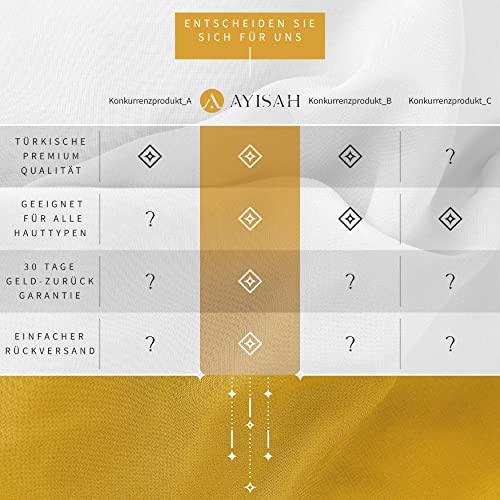 Ayisah Kopftuch Damen Hijab - Senf Chiffon Hijab Kopftuch Für Damen - Moderne Muslimisch Chiffon Hidzab Tuch Schal Kopftucher - Seidenweiche Tush Schal Für Frauen - Senf