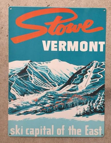 peiyeety Plaque métallique « Stowe Vermont VT Ski Skiing Mount Mansfield » (20 x 15 cm)