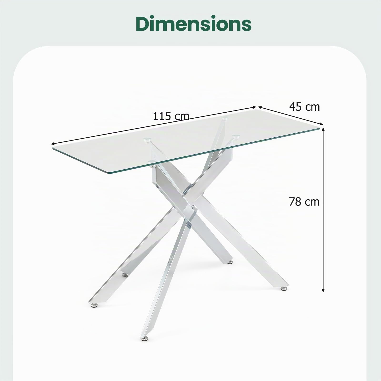 COSTWAY Console Meuble Verre Axis, Console Entree Transparent, Pieds Tubulaires en Métal Chromé, Design Moderne, pour Salon, Couloir (Argent)